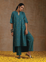 Deep Sea Gold Cotton Relaxed High-Low Kurta Set