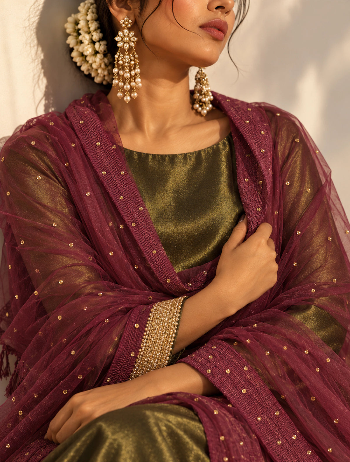 trueBrowns Cola Organza Dupatta