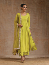 Lime Modal Satin Anarkali Set