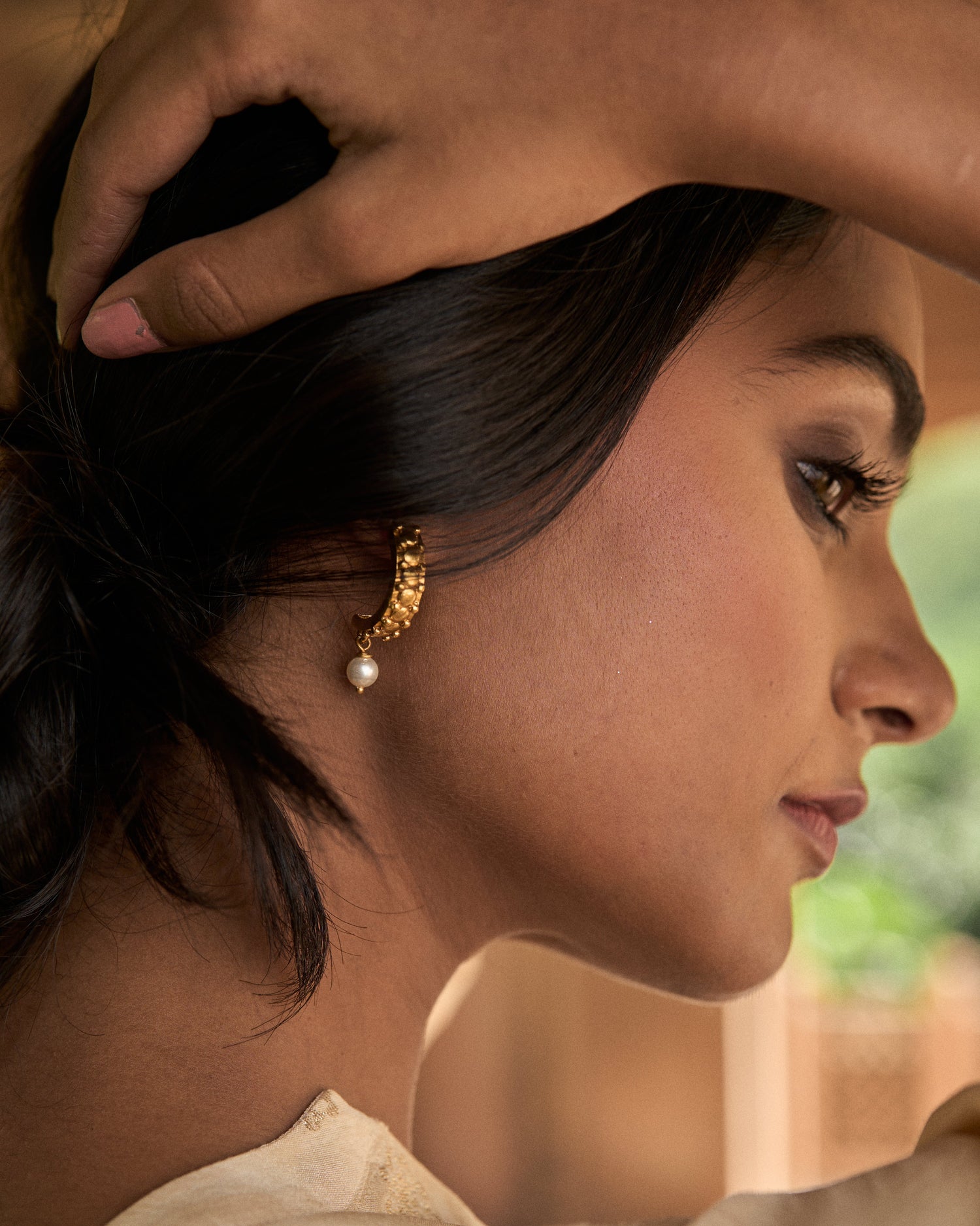 trueBrowns 22K Gold-Plated Pearl Drop Earrings