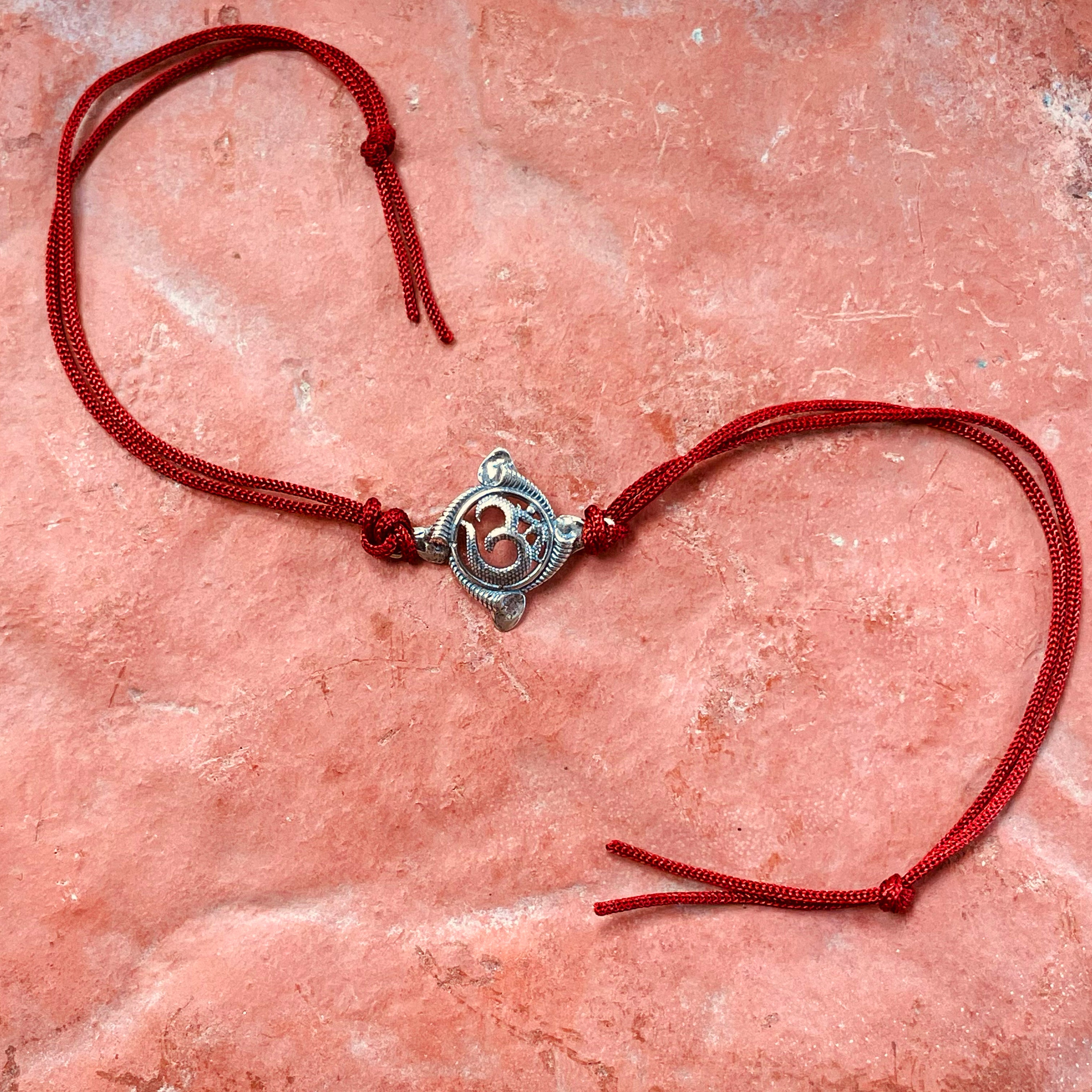 trueBrowns 925 Sterling Silver Textured Om Thread Rakhi