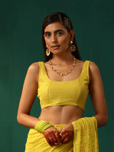 trueBrowns Lime Cotton Gold Lurex Sleeveless Blouse