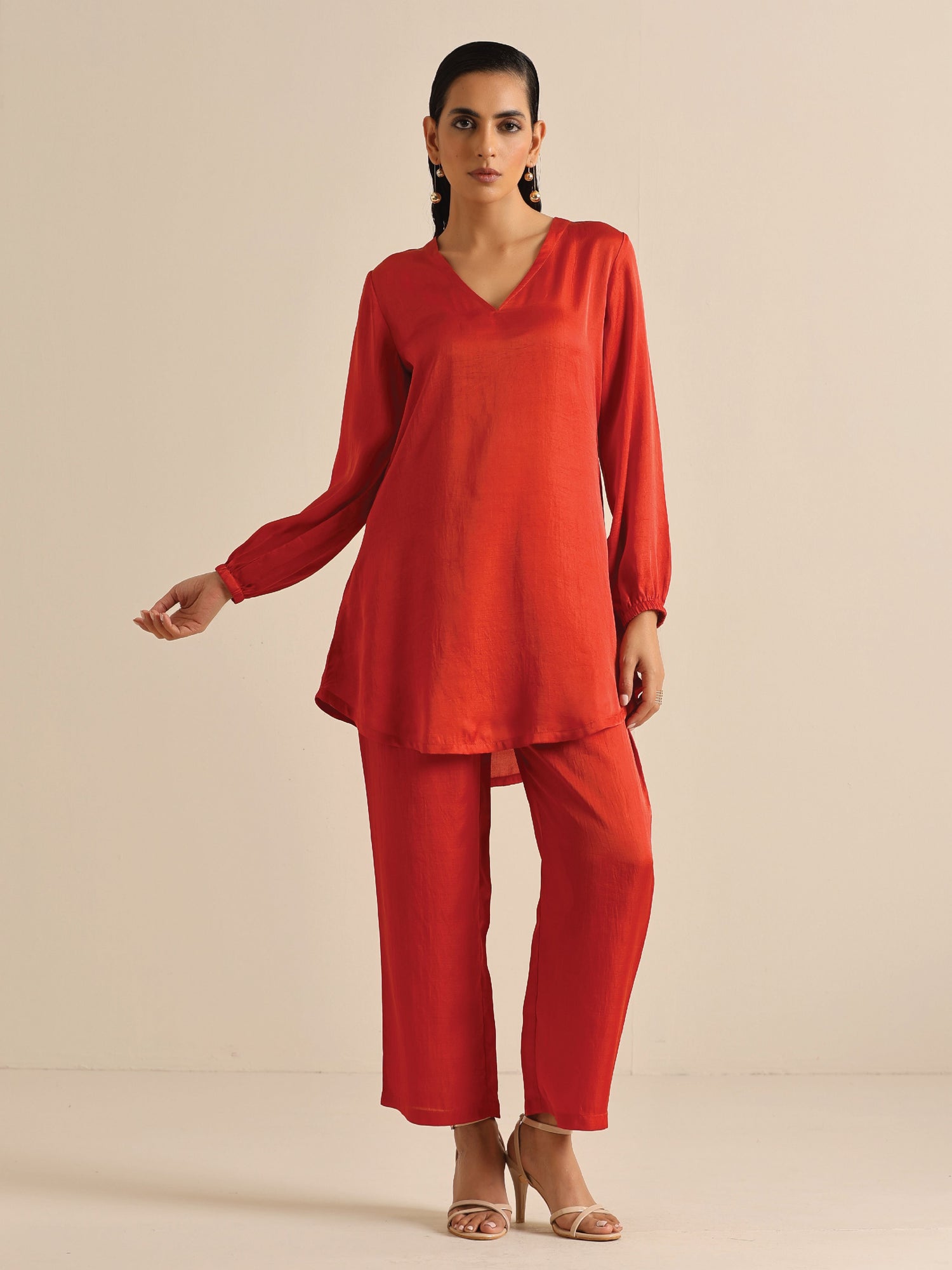 Rust Silk Blend Short Co-Ord Set