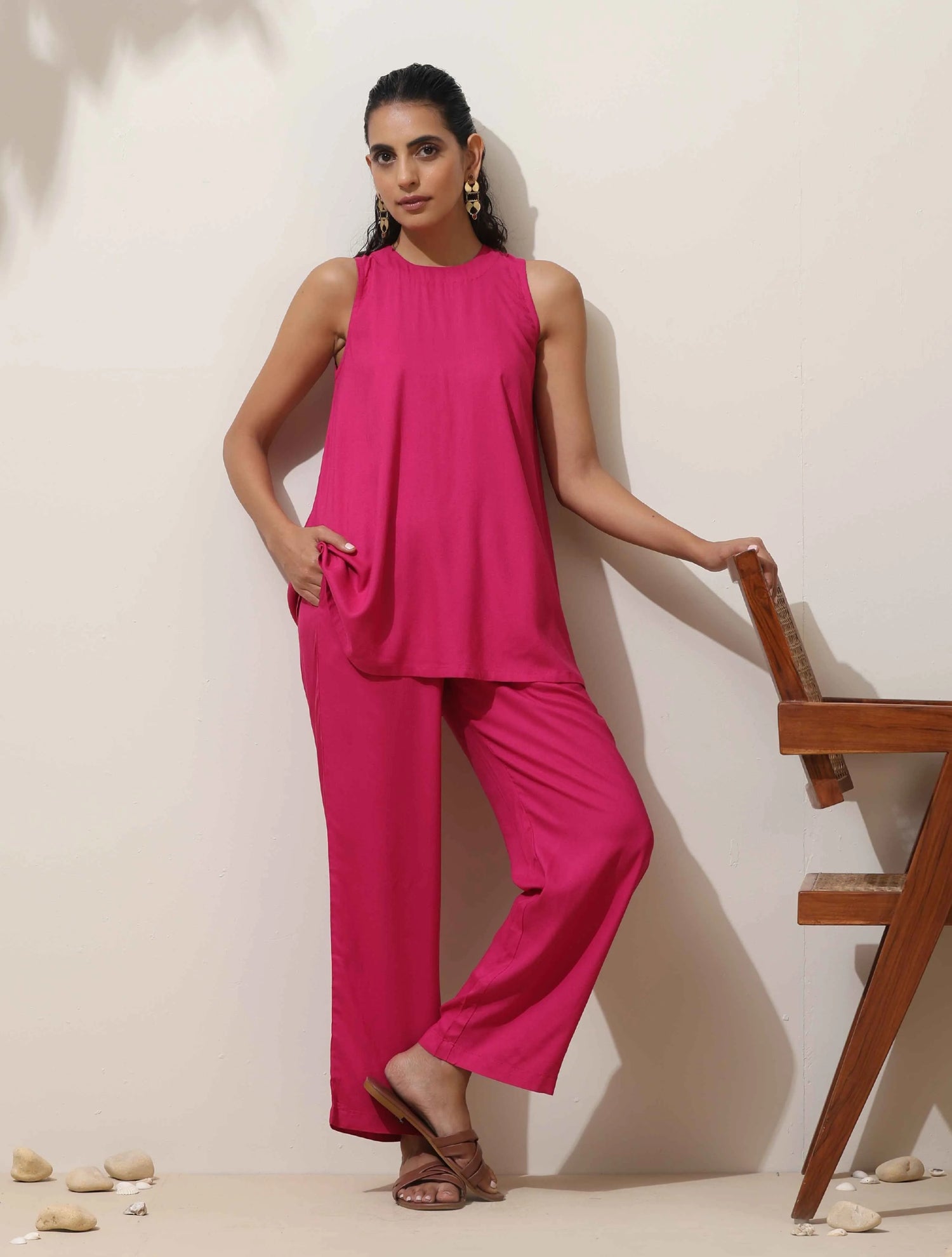 trueBrowns Pink Viscose Co-ord Set