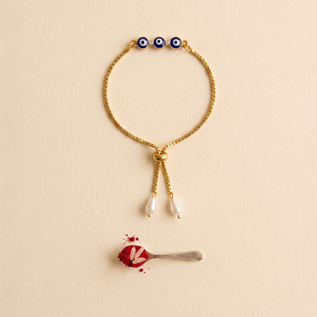 trueBrowns Blue Evil Eye Bracelet Rakhi