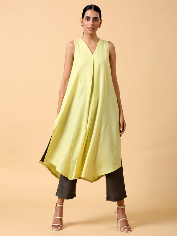 co-ord set long kurta with side twist - shadow streaks