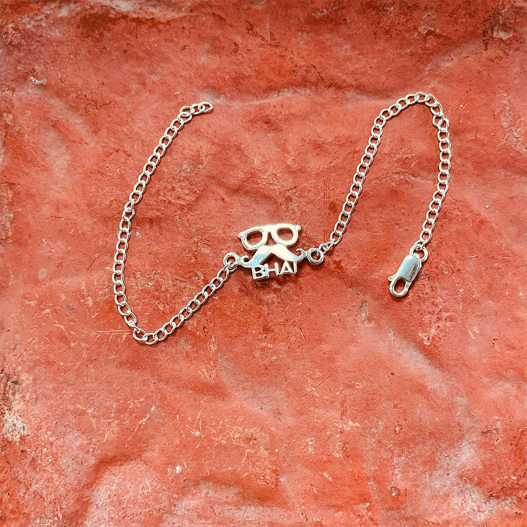 trueBrowns 925 Sterling Silver Chashmish Bhai Silver Chain Rakhi