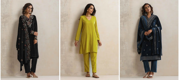 Lime Gold Cotton Handkerchief Kurta Set