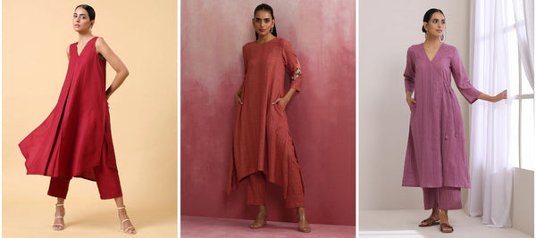 Spectrum Blue Gold Cotton Angrakha Kurta Set