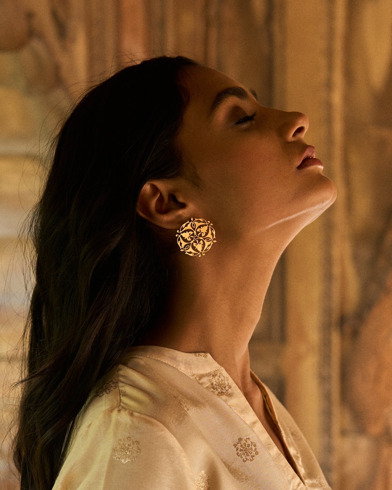 trueBrowns 22K Gold-Plated Leaf Earrings