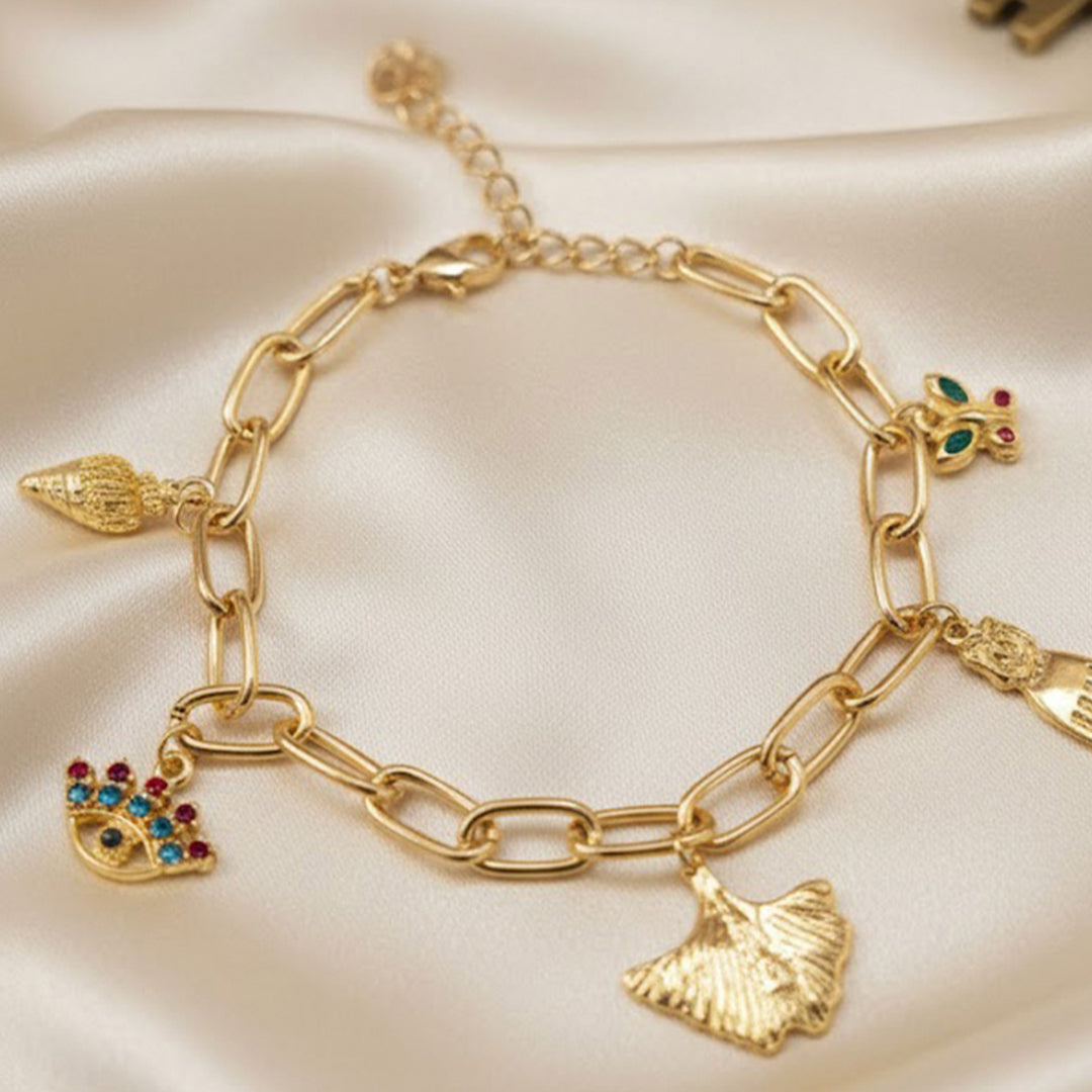 trueBrowns Emerald Ruby Charm Bracelet