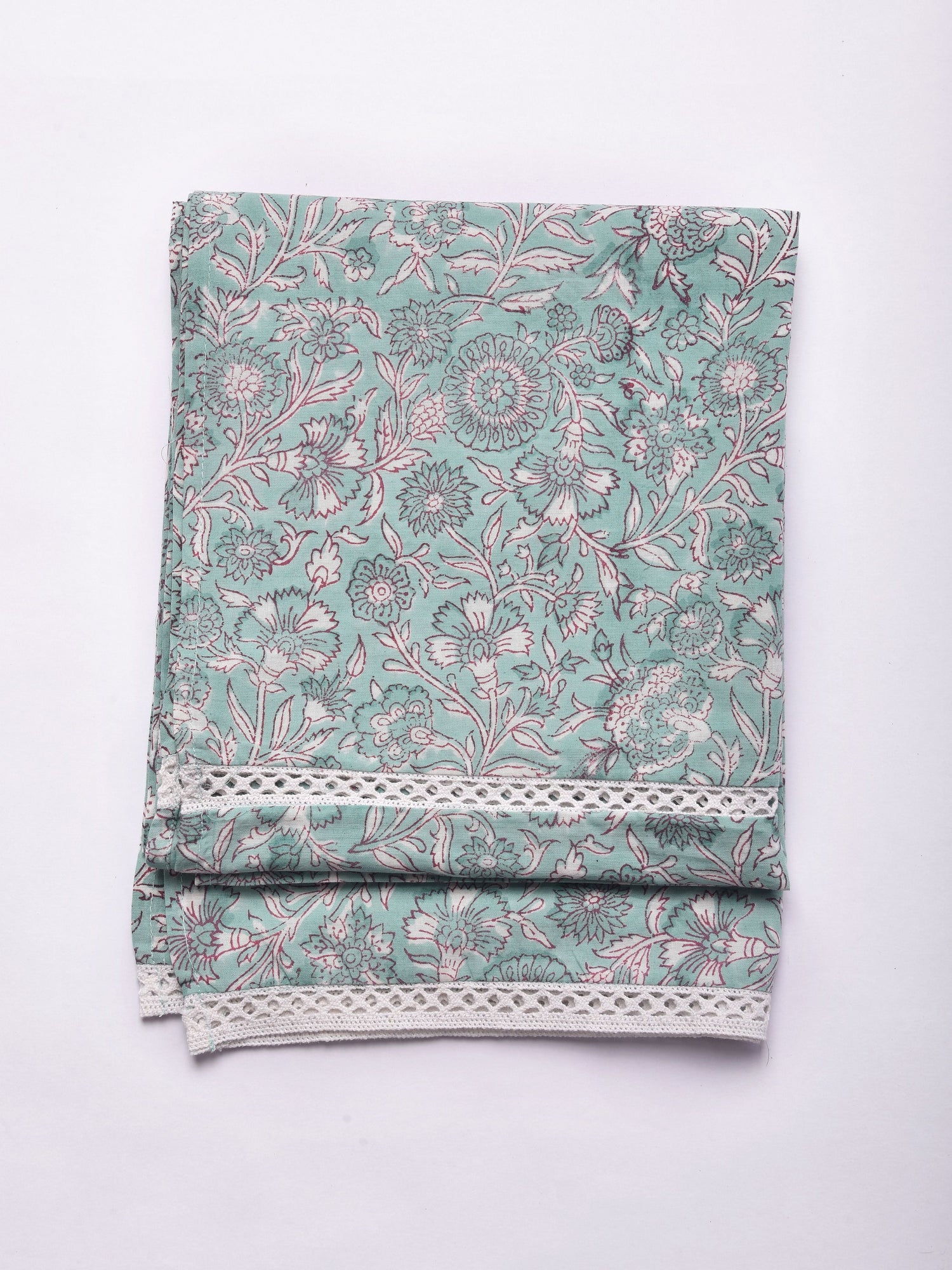 Tiffany Blue Floral Print Cotton Stole