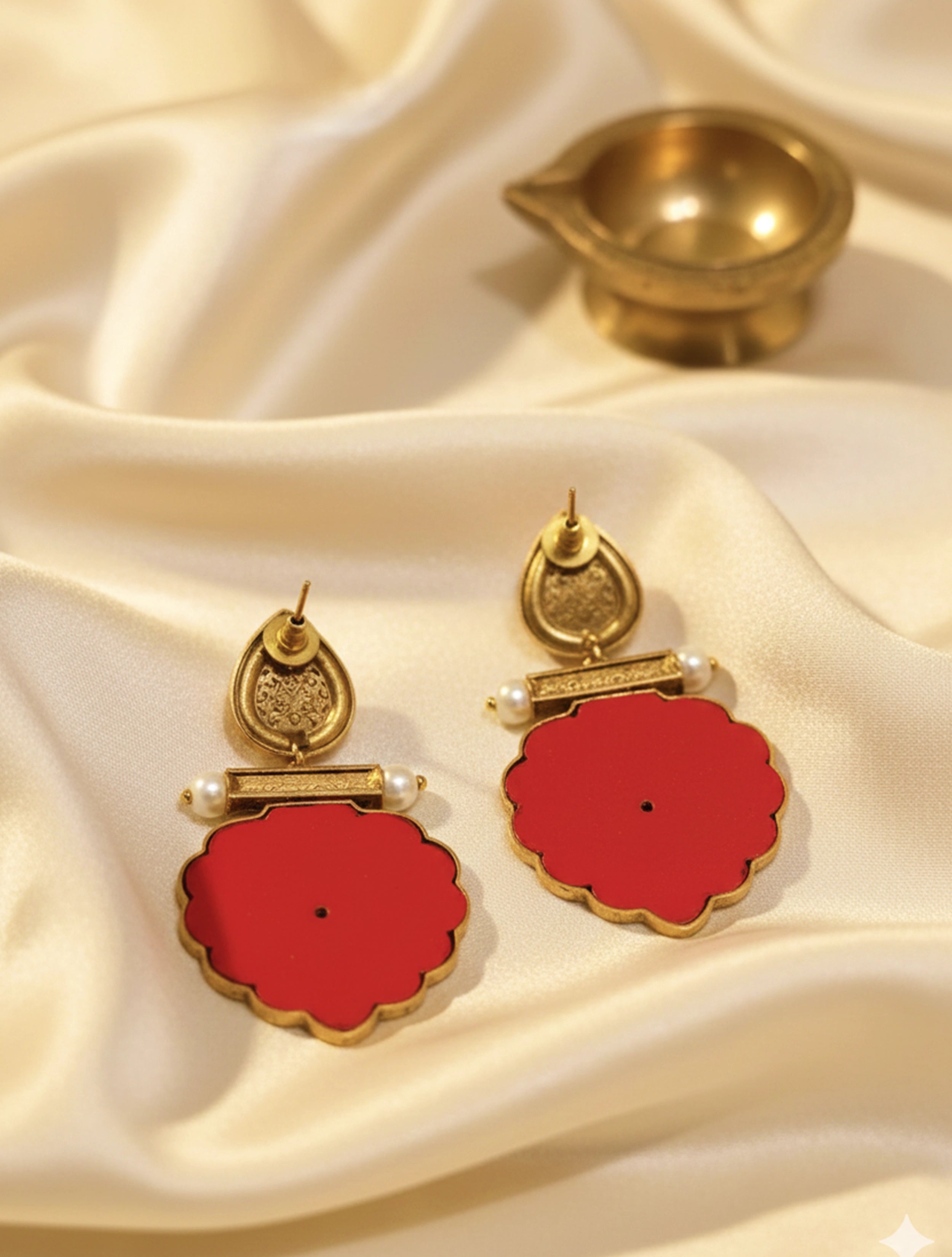 trueBrowns Red Drop Earrings