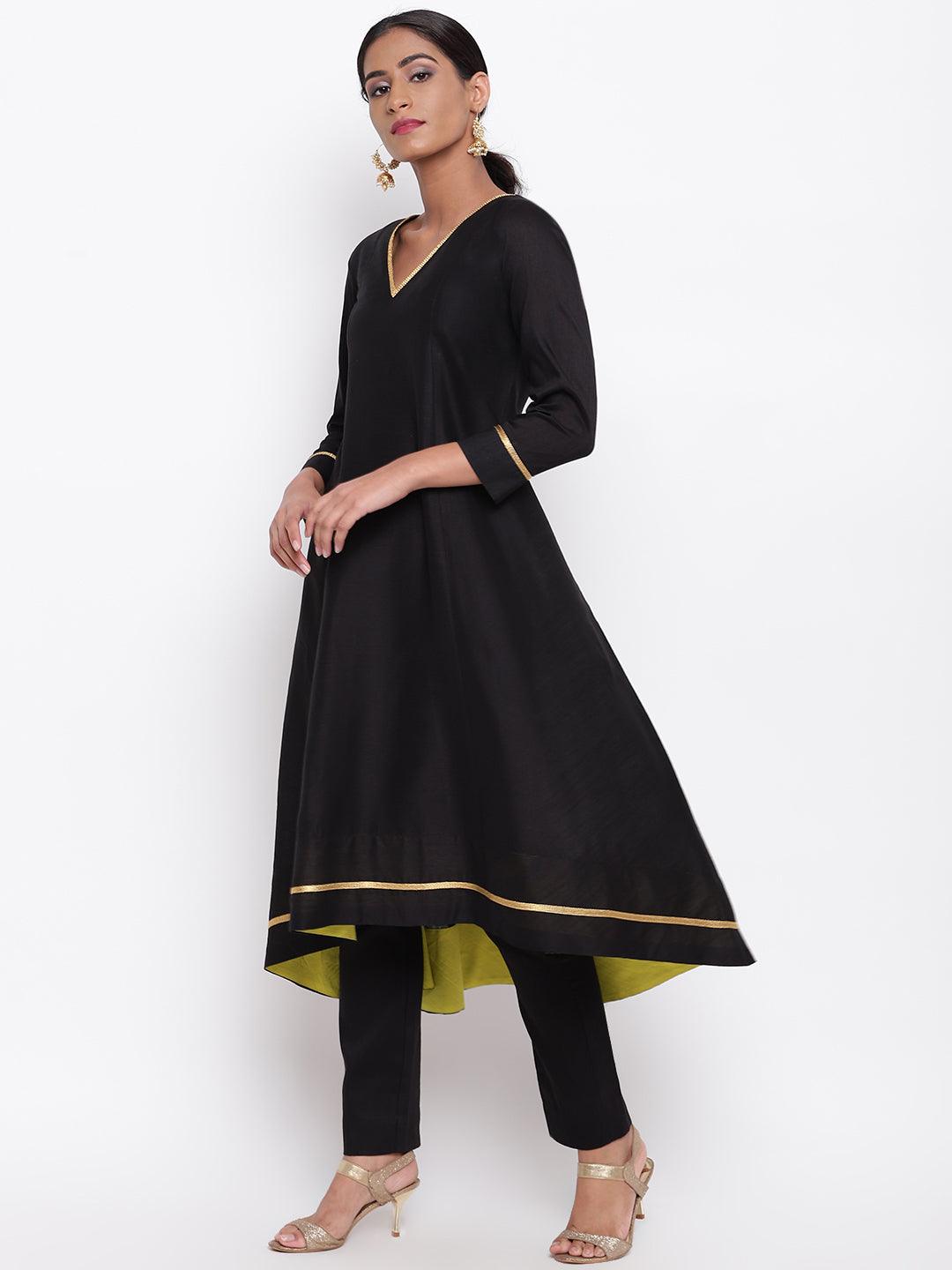 Black Pop Green Kurta-Pant - trueBrowns