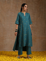 Deep Sea Gold Cotton Relaxed High-Low Kurta Set