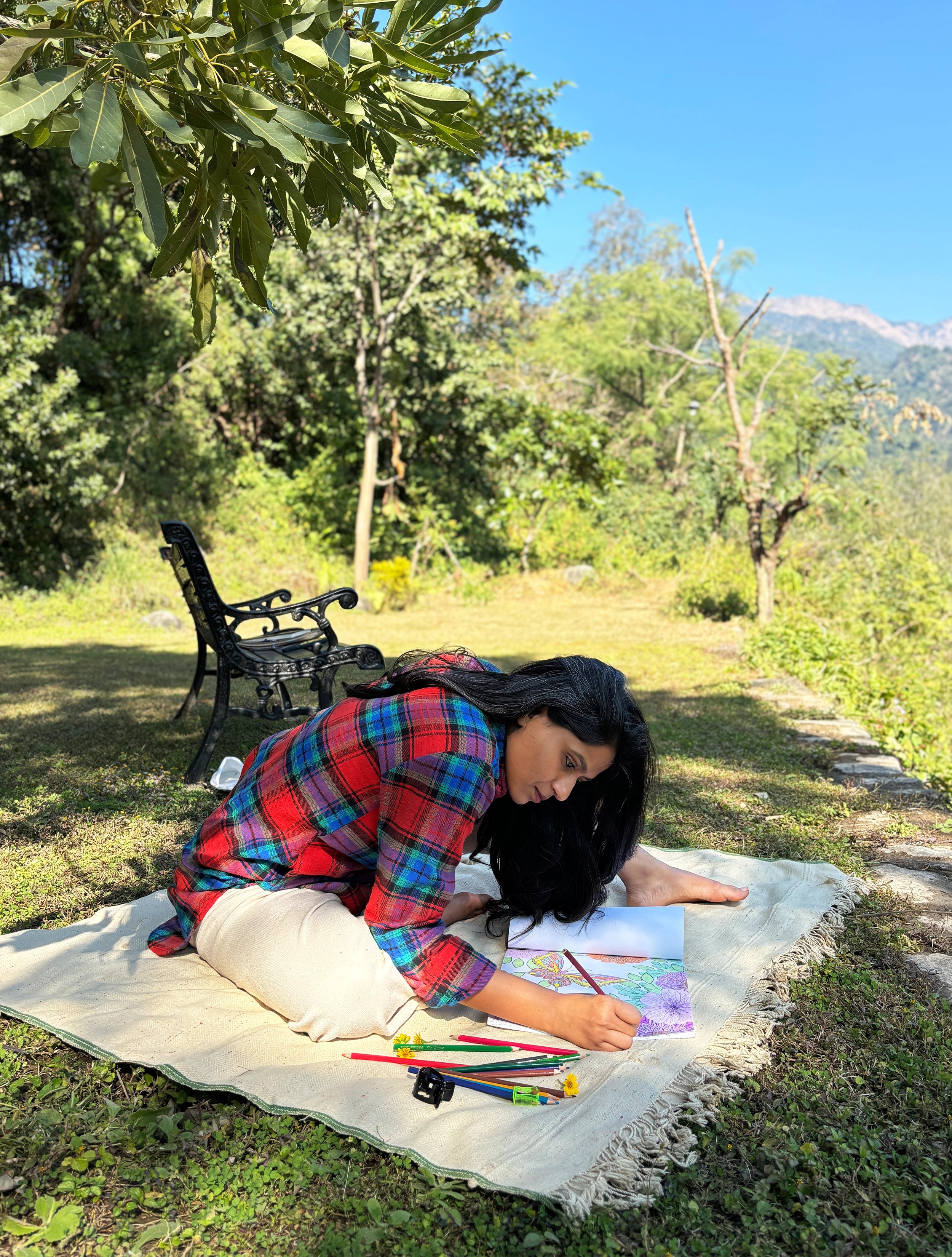 trueBrowns Red Blue Check Woollen Shirt Top