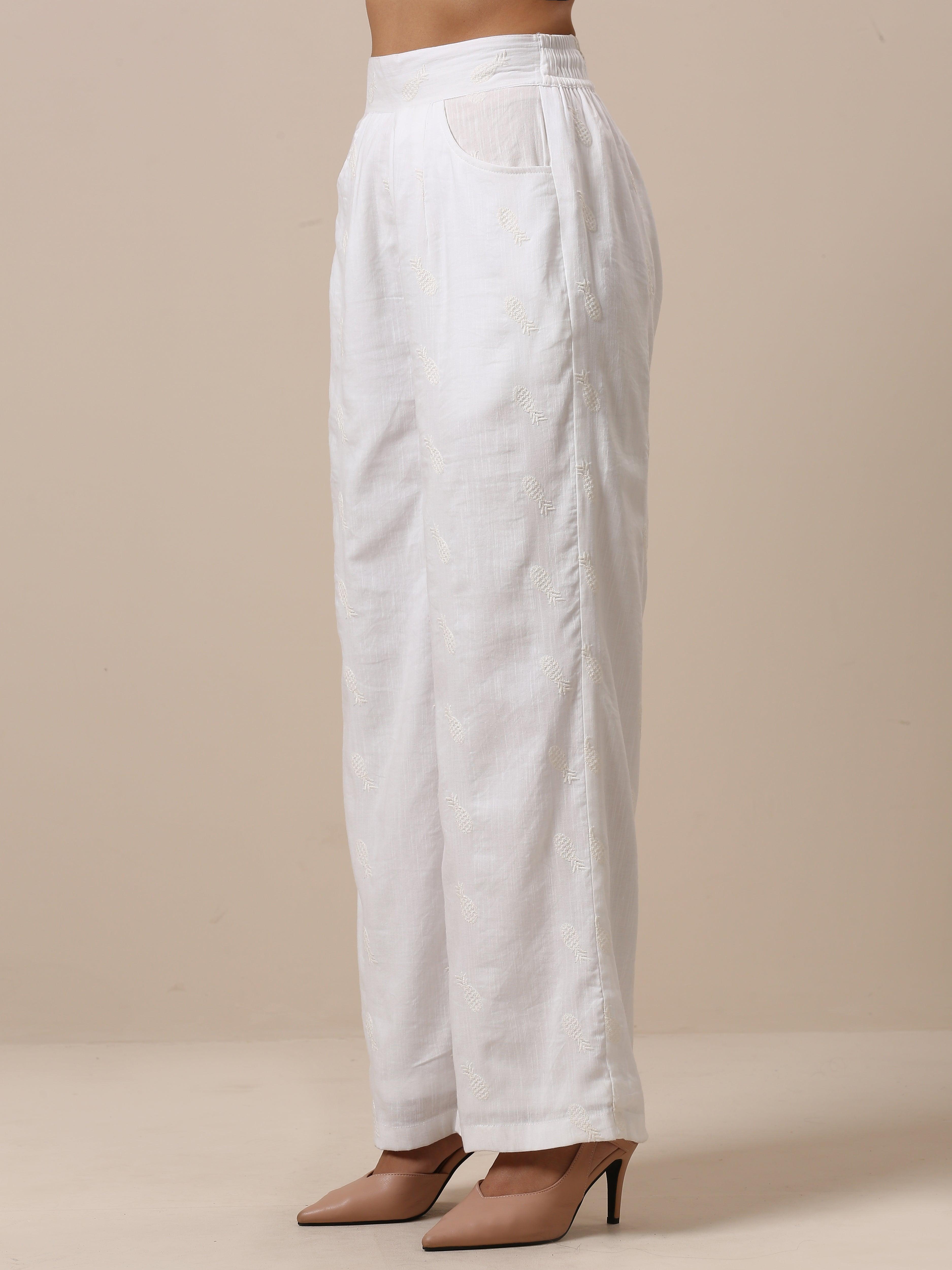 Cotton White Pineapple High Waist Pant - trueBrowns