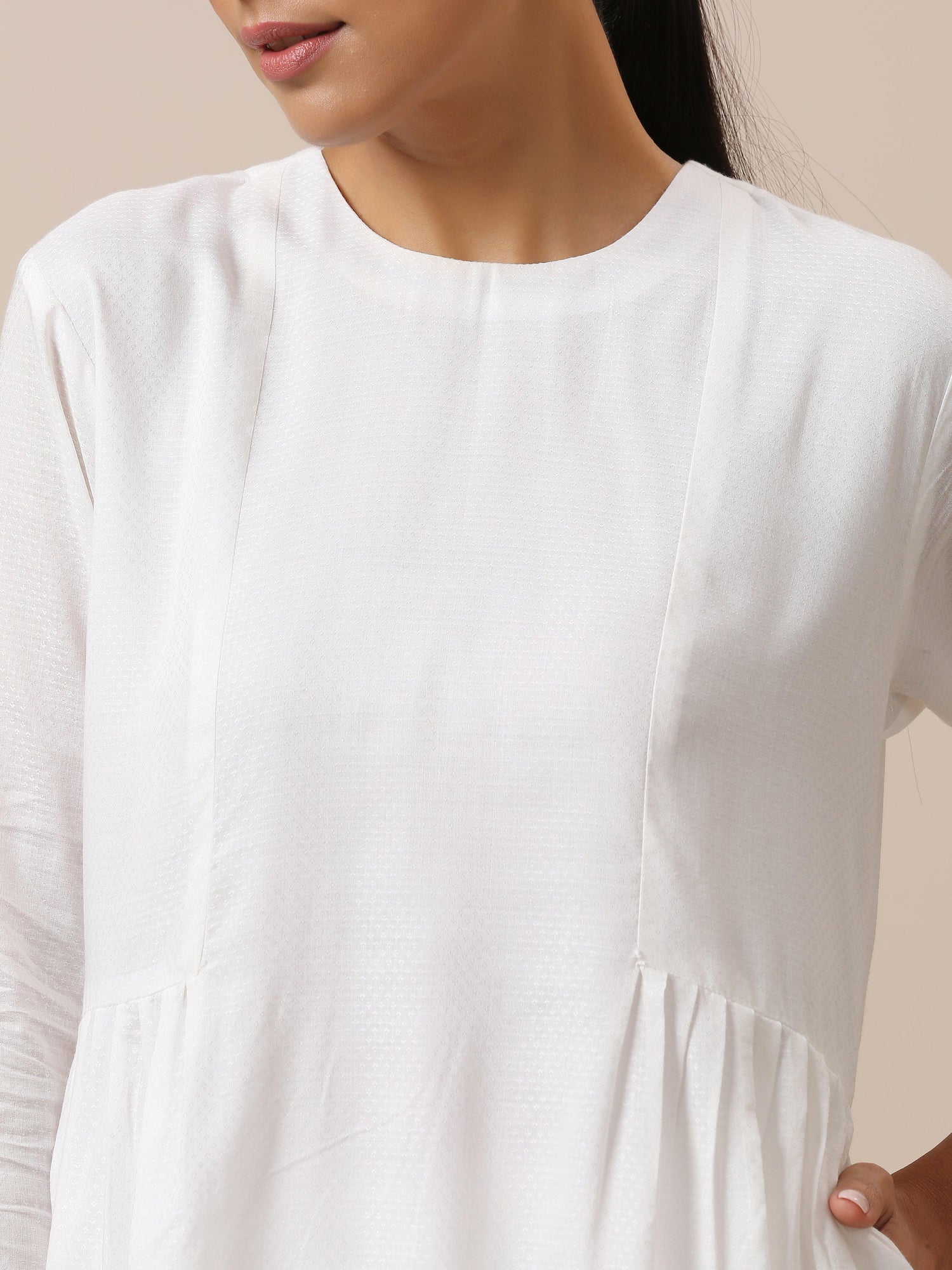 Cotton White Gathers Co-Ord Set - trueBrowns