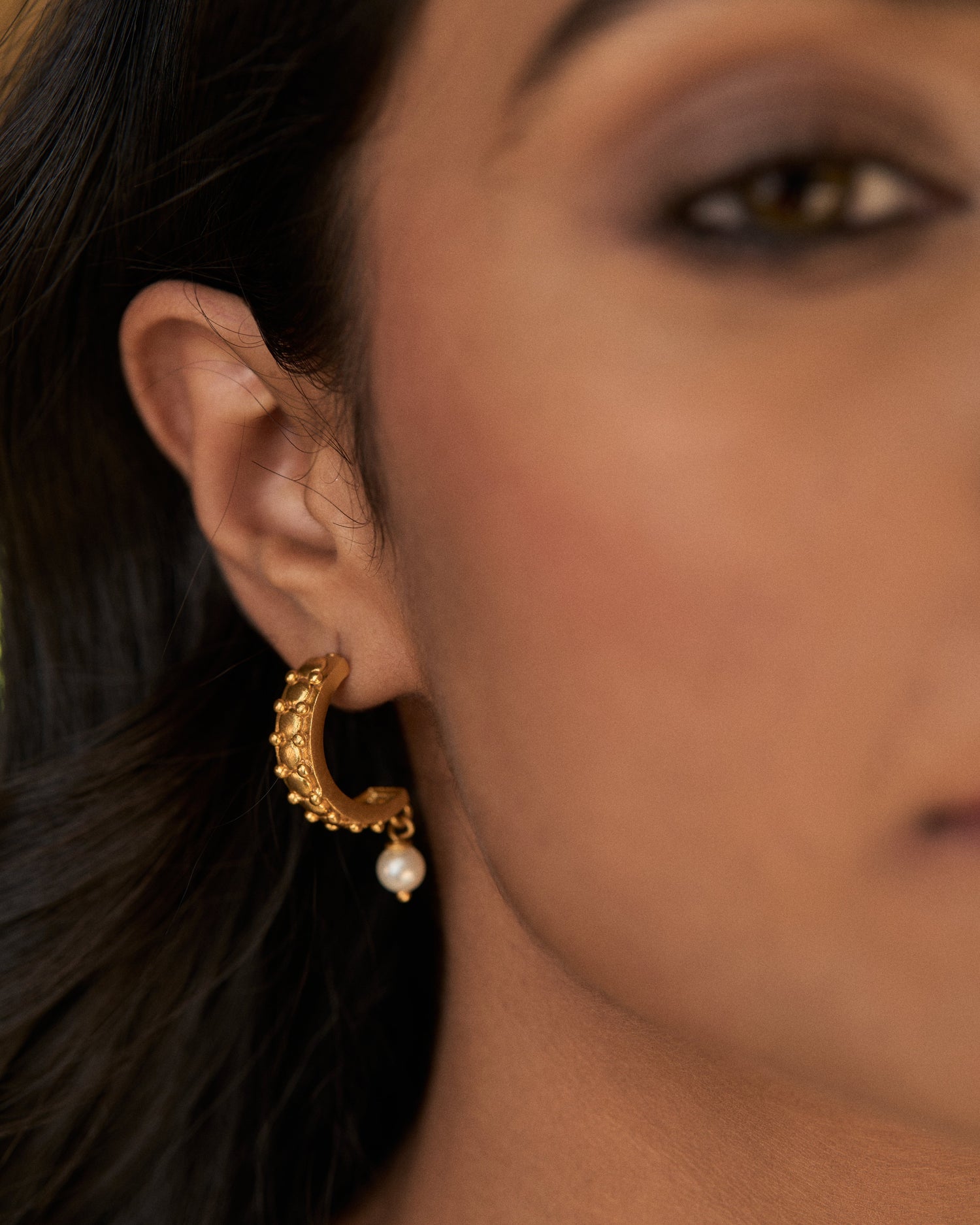 trueBrowns 22K Gold-Plated Pearl Drop Earrings