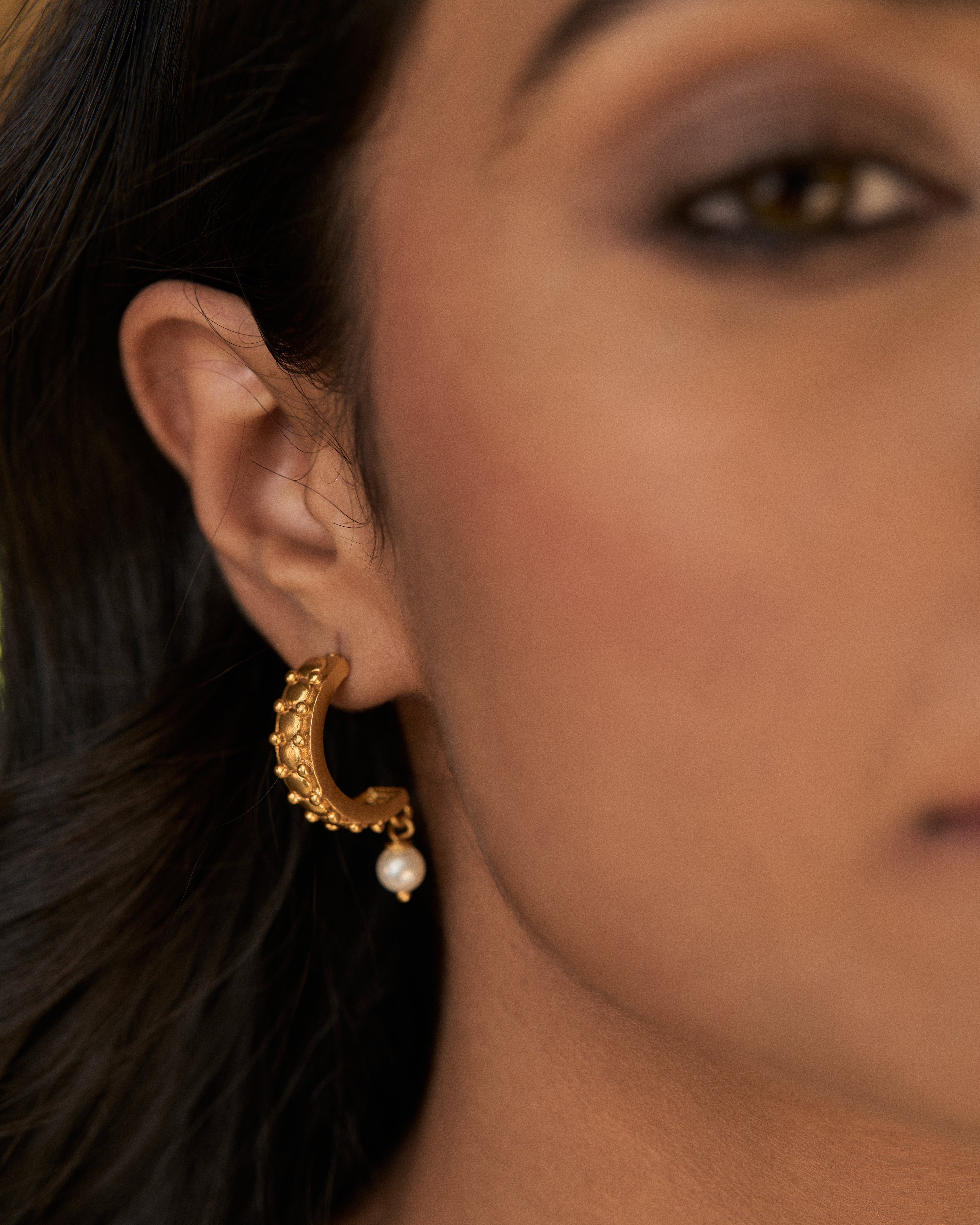 trueBrowns 22K Gold-Plated Pearl Drop Earrings