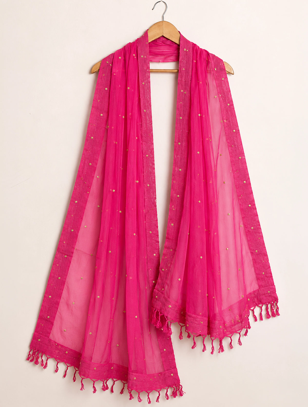 trueBrowns Pink Organza Dupatta
