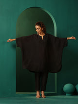 trueBrowns Black Silk Kaftan Pant Set