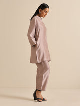 Grey Silk Texture Relaxed Co-Ord Set