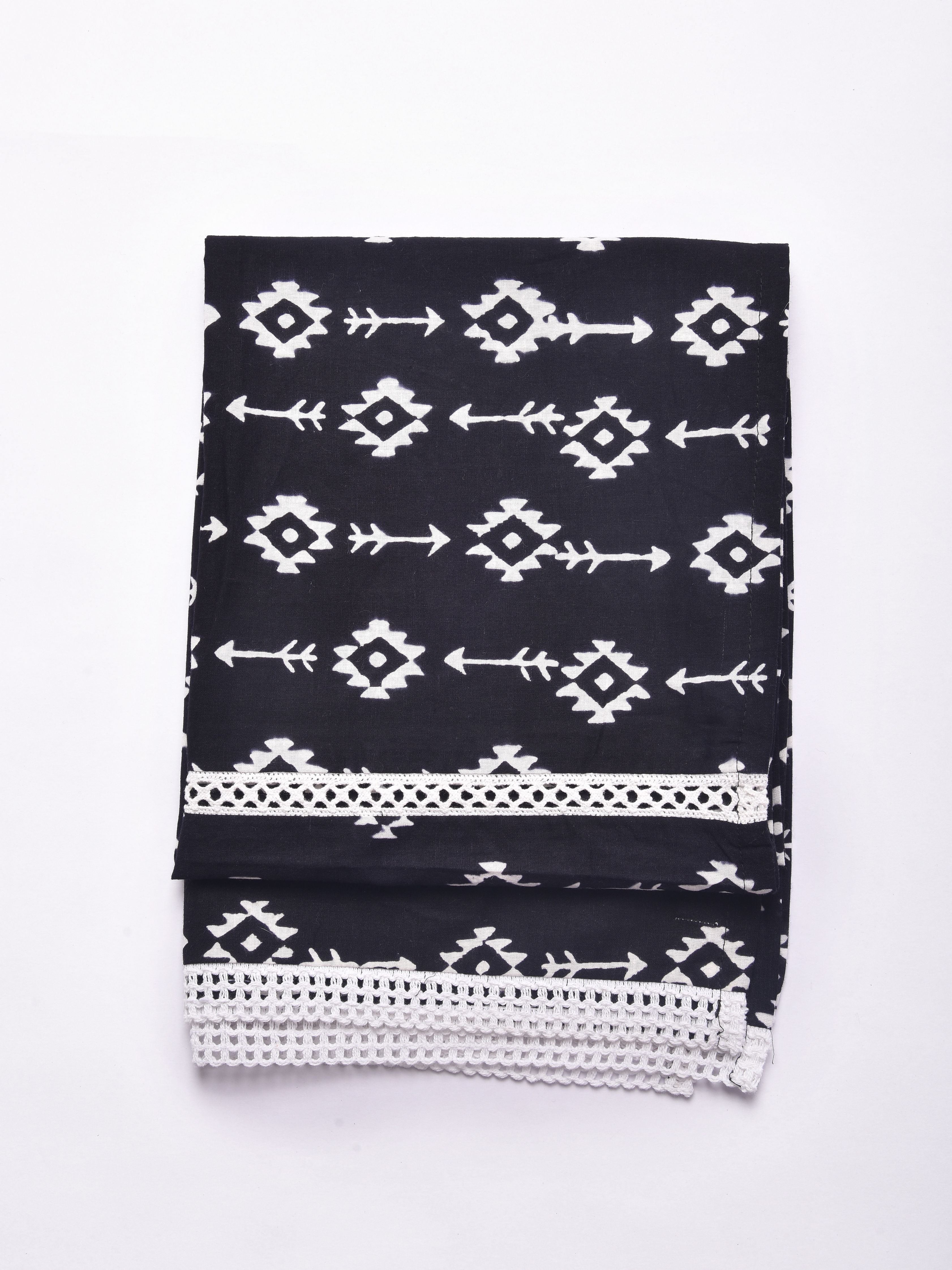Black White Geometric Print Cotton Stole