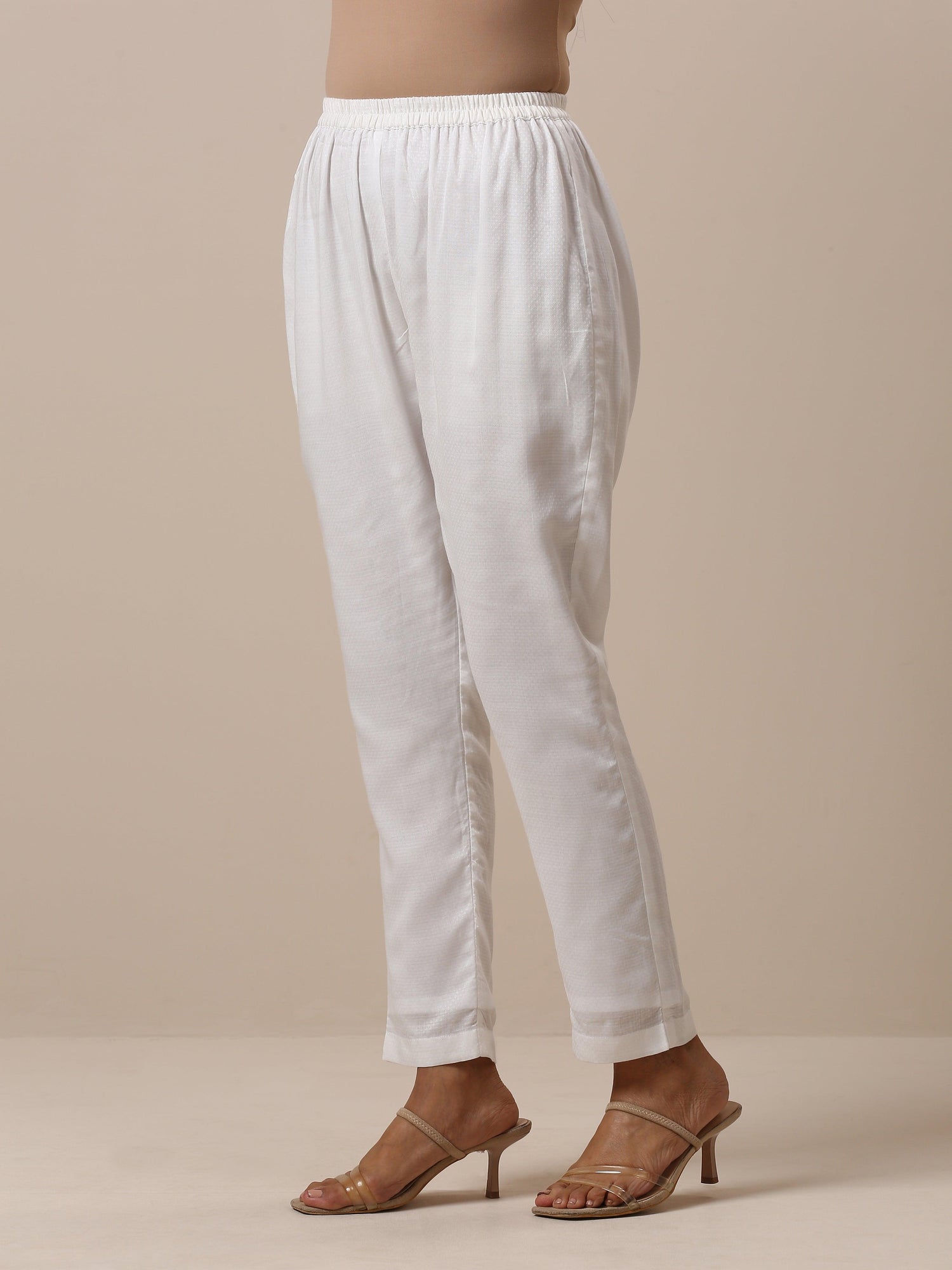 Cotton White Textured Pant - trueBrowns