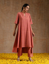 Blush Gold Cotton Relaxed High-Low Kurta Set