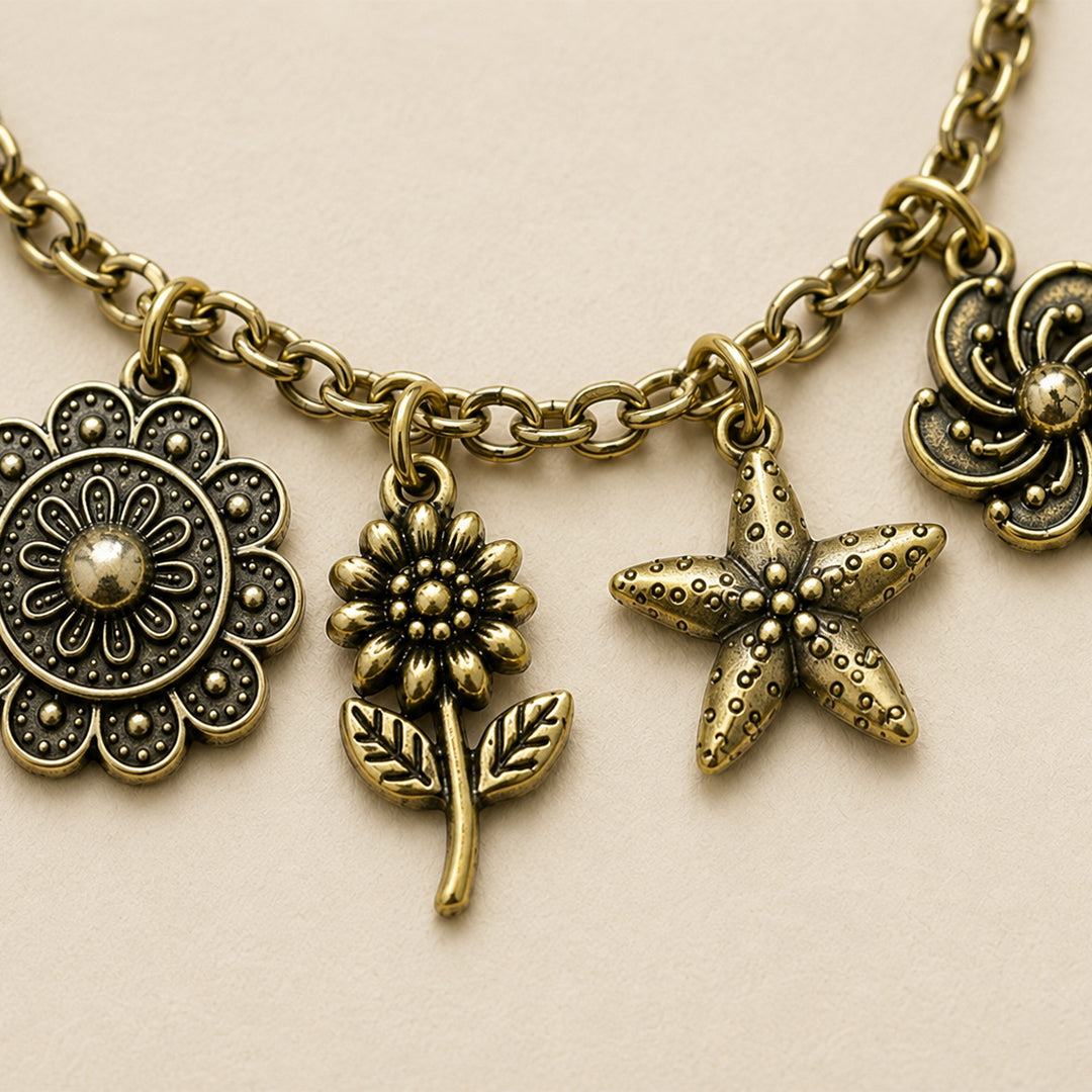 trueBrowns Multi Charm Bracelet Rakhi (Golden)