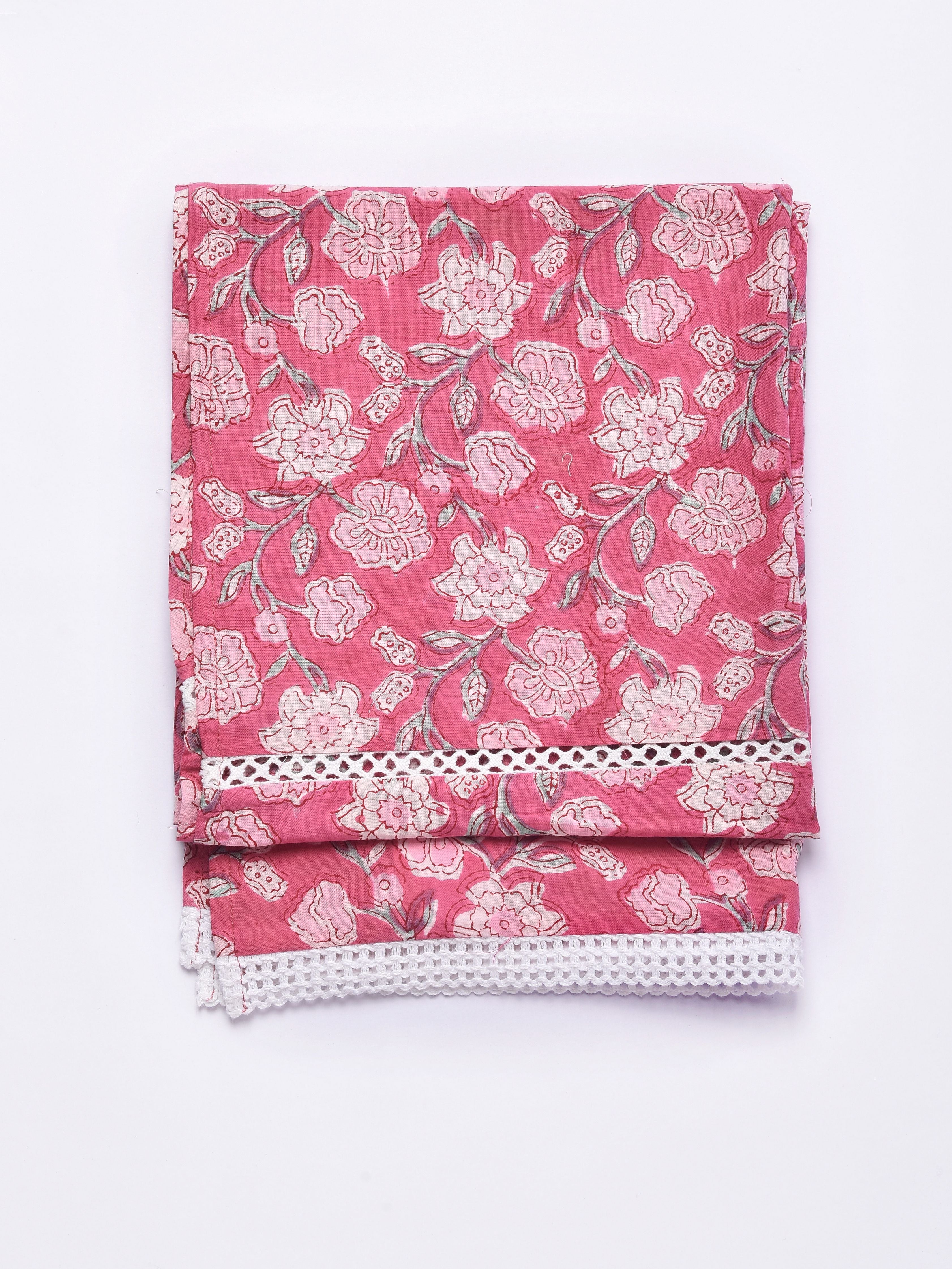 Pink Overall Block Print Cotton Stole