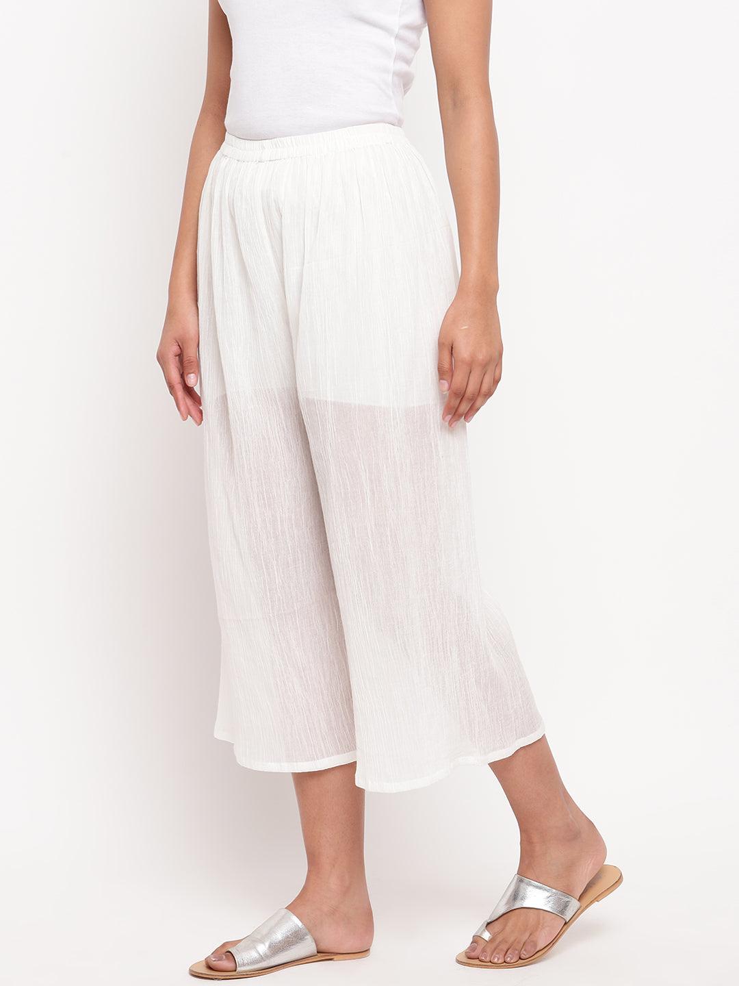White Crinkled Palazzo - trueBrowns