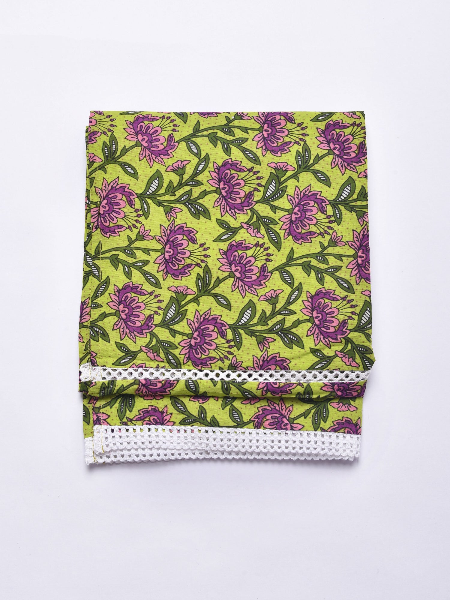 Lime Green Overall Block Print Cotton Stole