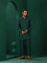 trueBrowns Men Turquoise Dobby Co-ord Set