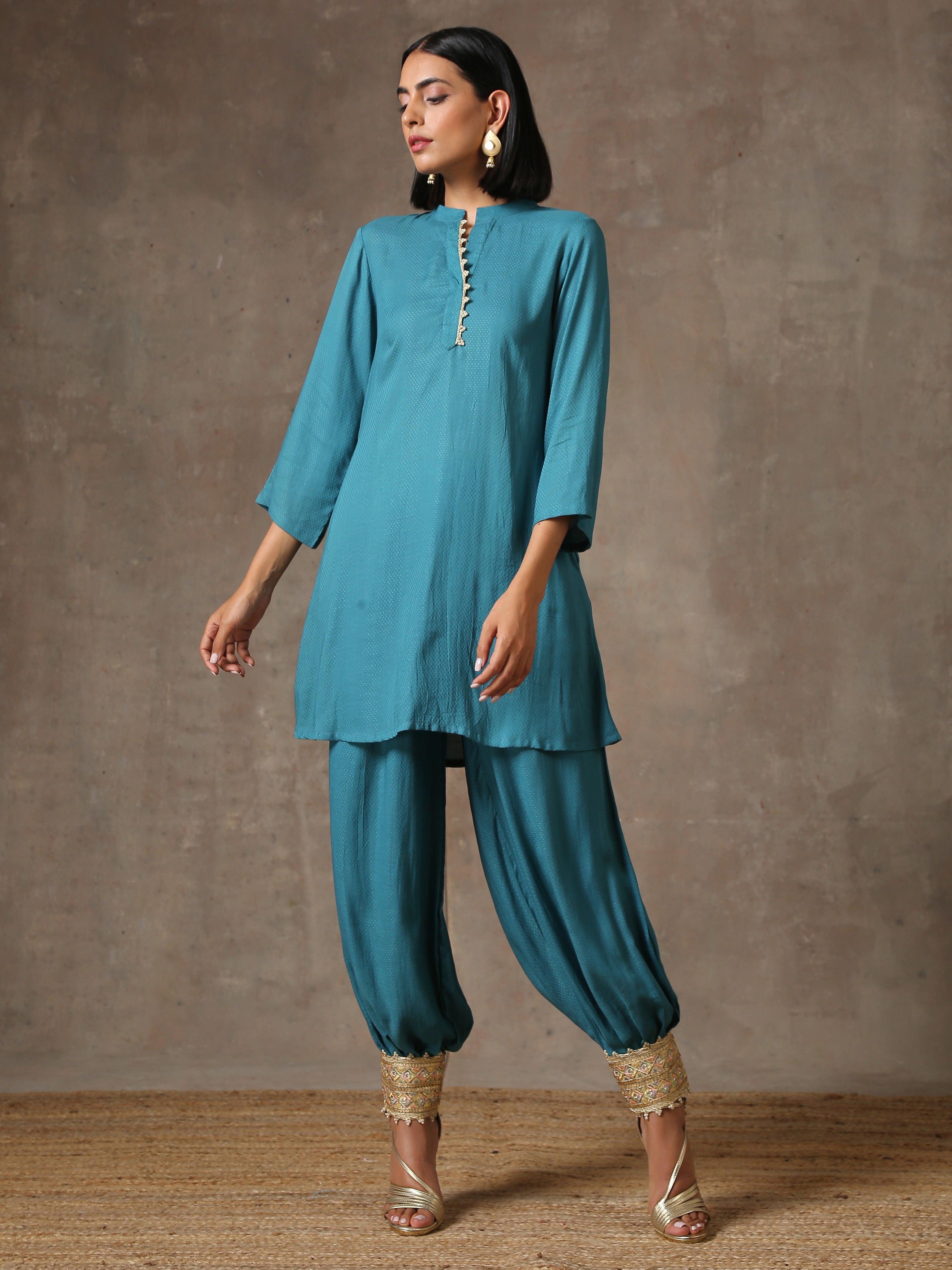 The Kate - Aqua Solid Textured Co-Ord Set - trueBrowns