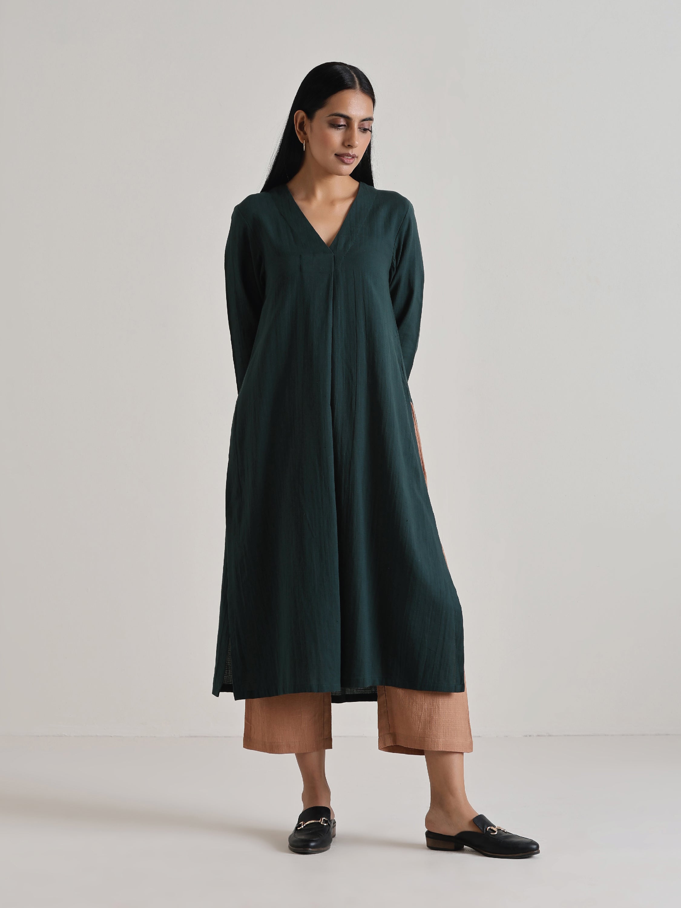 Dark Green Kurta Pant Set