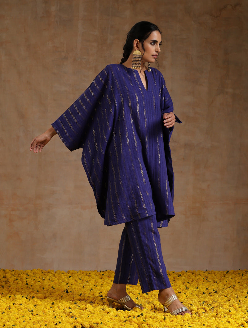 Spectrum Blue Gold Cotton Oversized Round Co-Ord Set