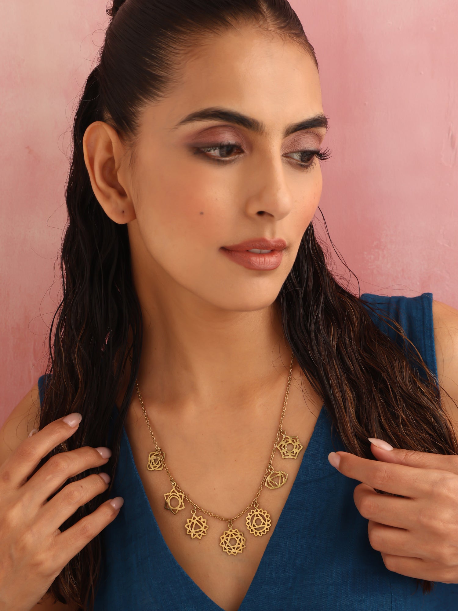 trueBrowns Brass Dangle Necklace