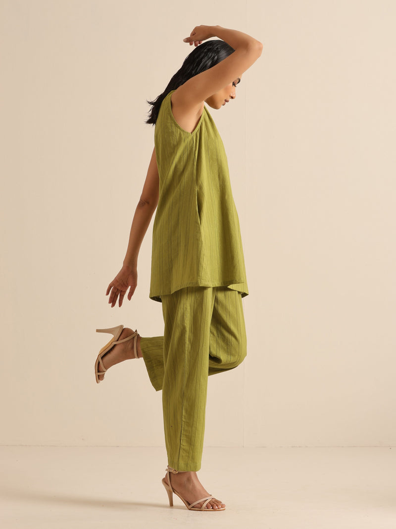Green Dobby Sleeveless Co-Ord Set