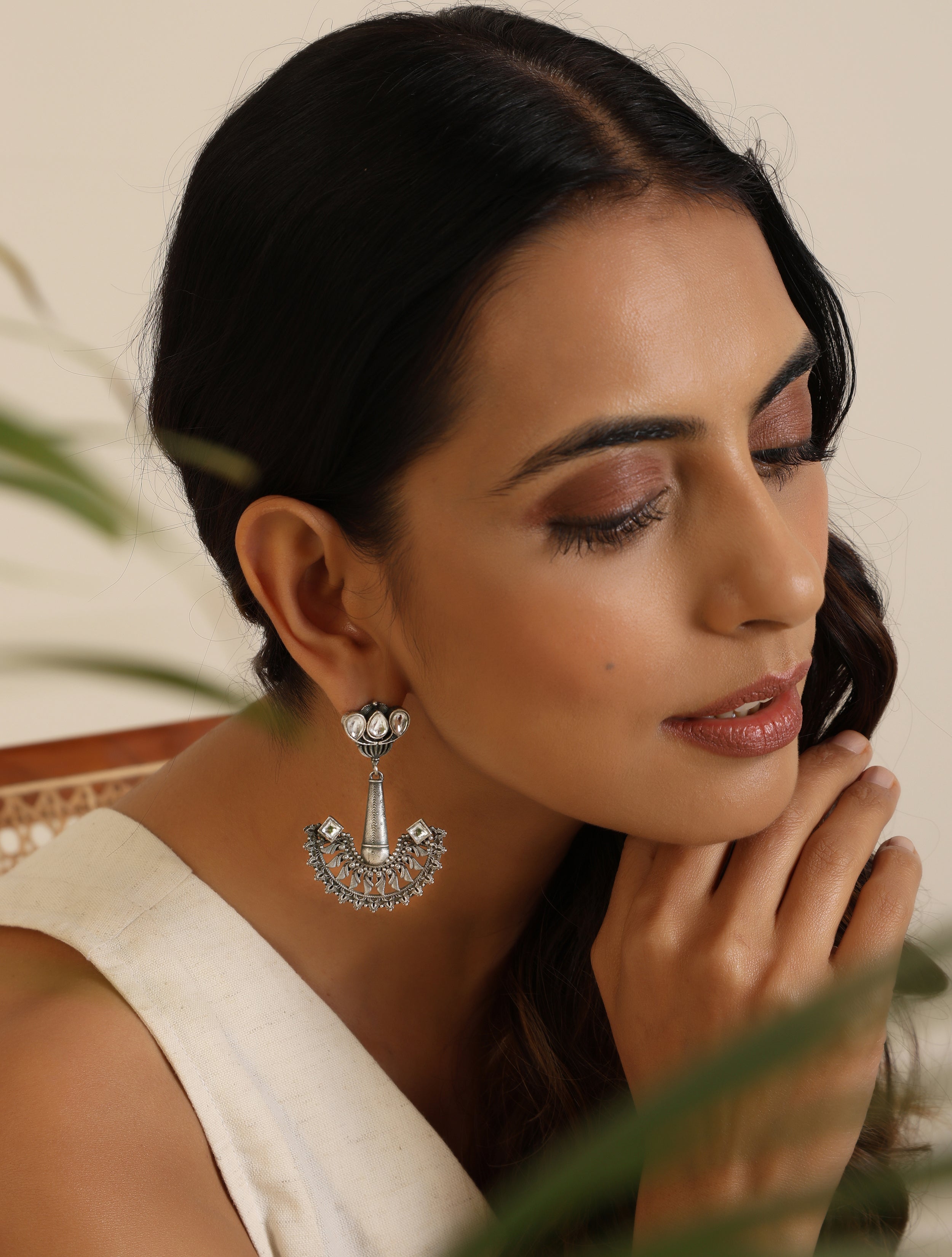 trueBrowns Silver ChandBaali Earrings