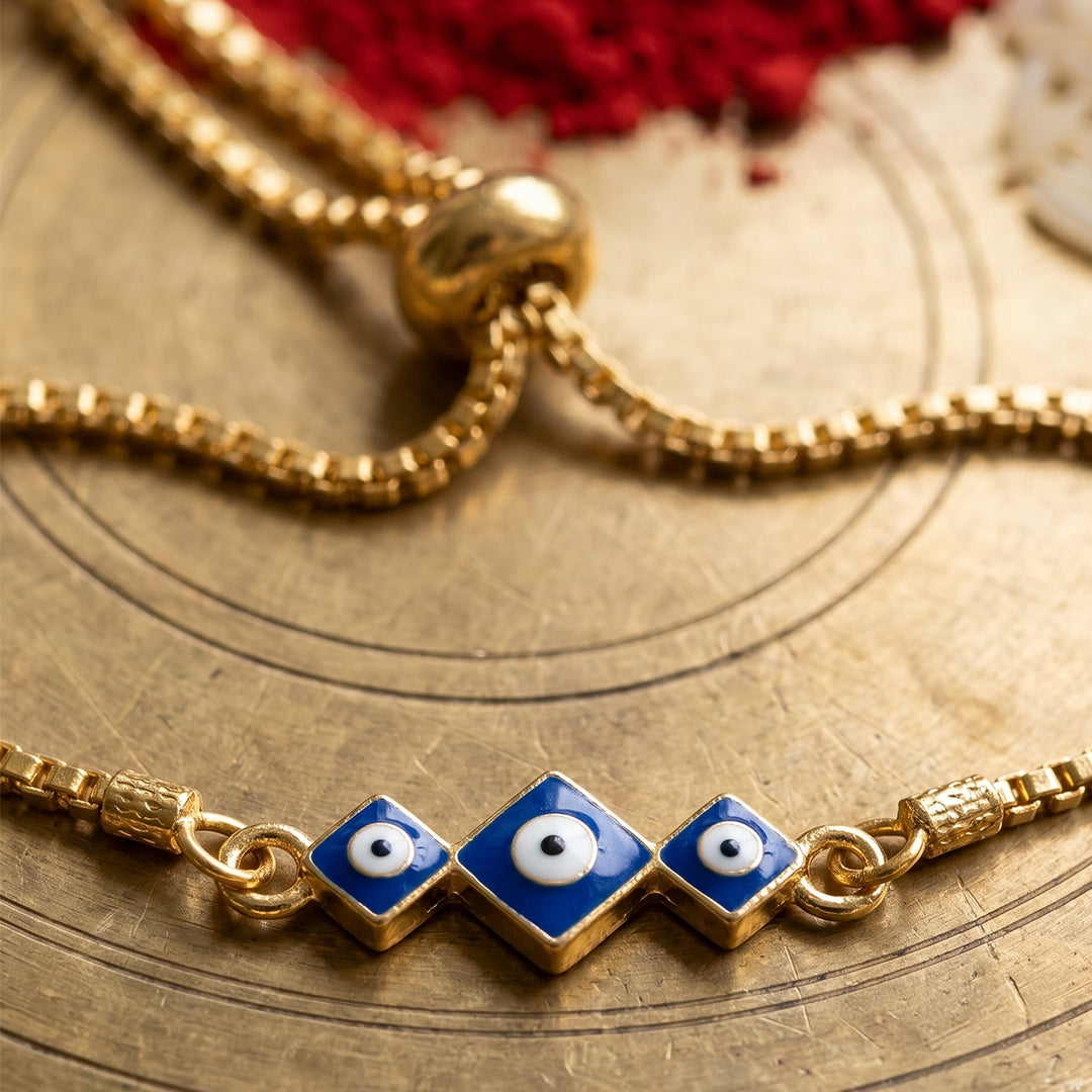 trueBrowns Blue Diamond Evil Eye Bracelet Rakhi