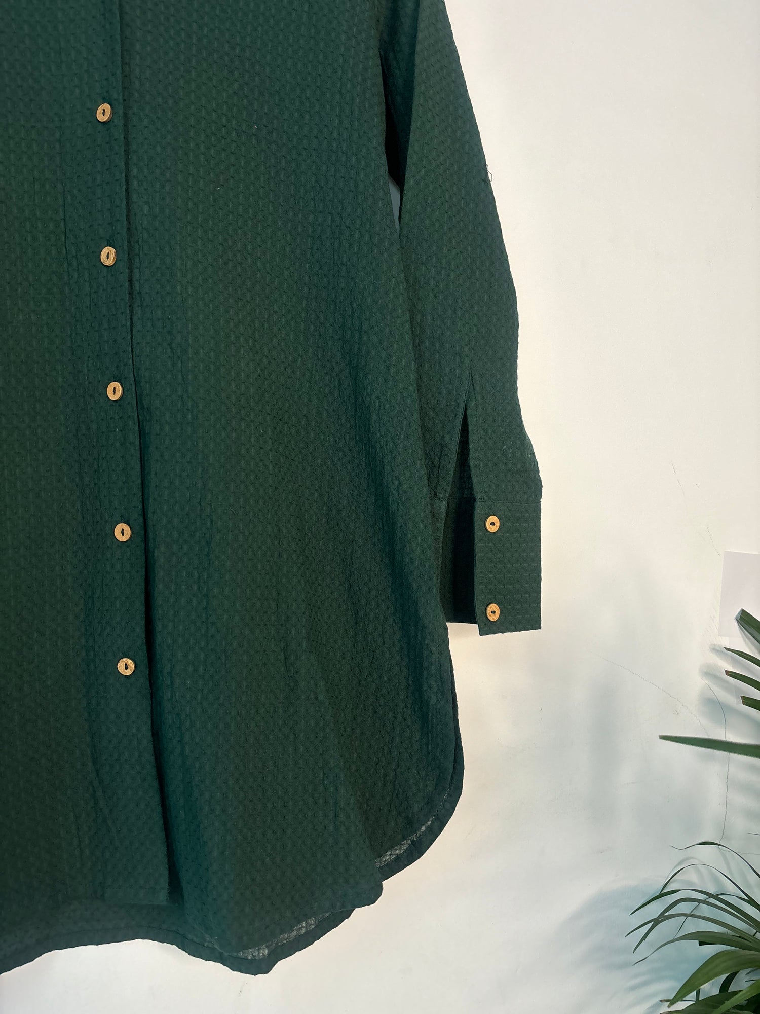 trueBrowns Dark Green Dobby Top