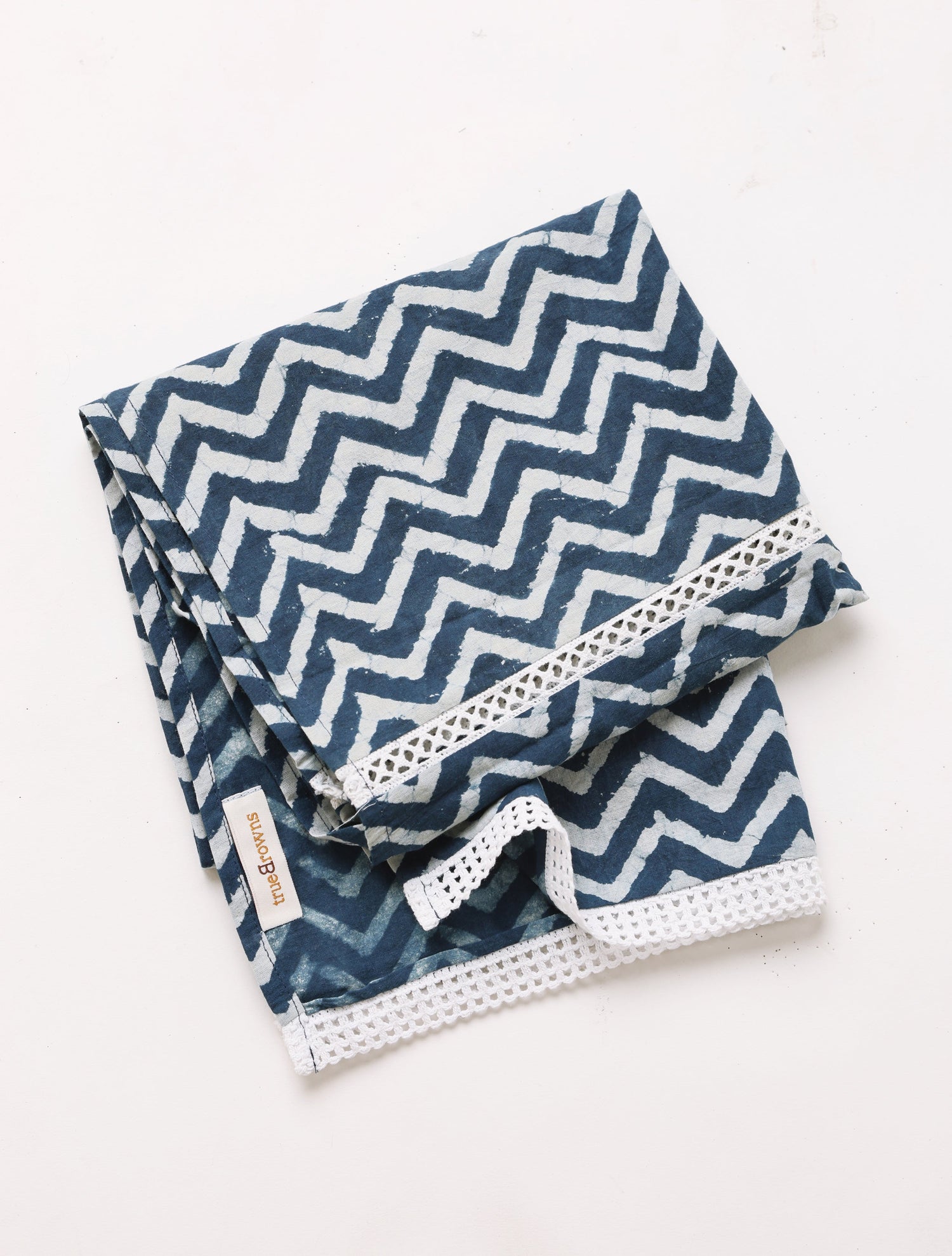 Indigo Zig-Zag Print Cotton Stole