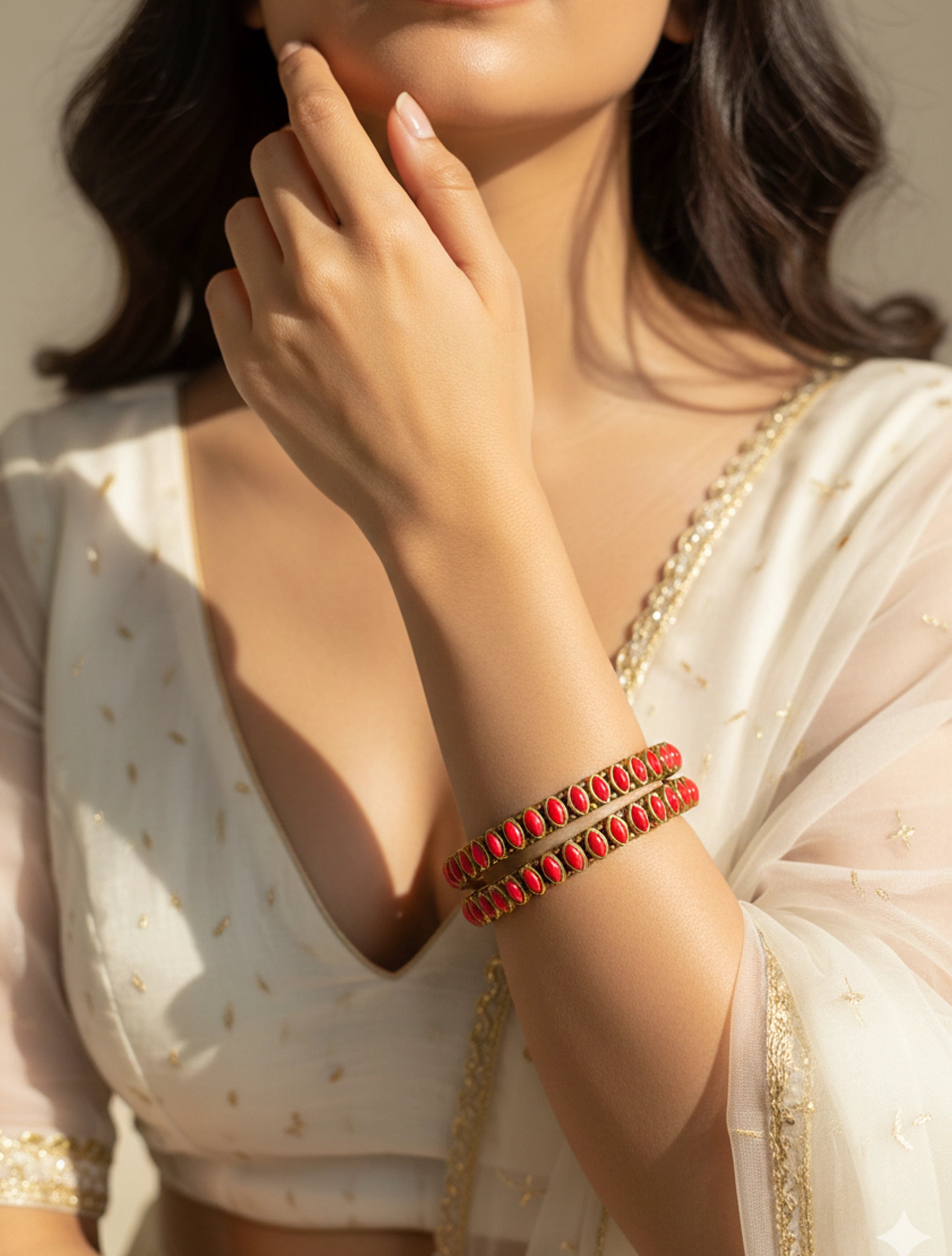 trueBrowns Pink Stone Bangles