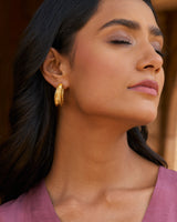trueBrowns 22K Gold-Plated Half Circular Earrings