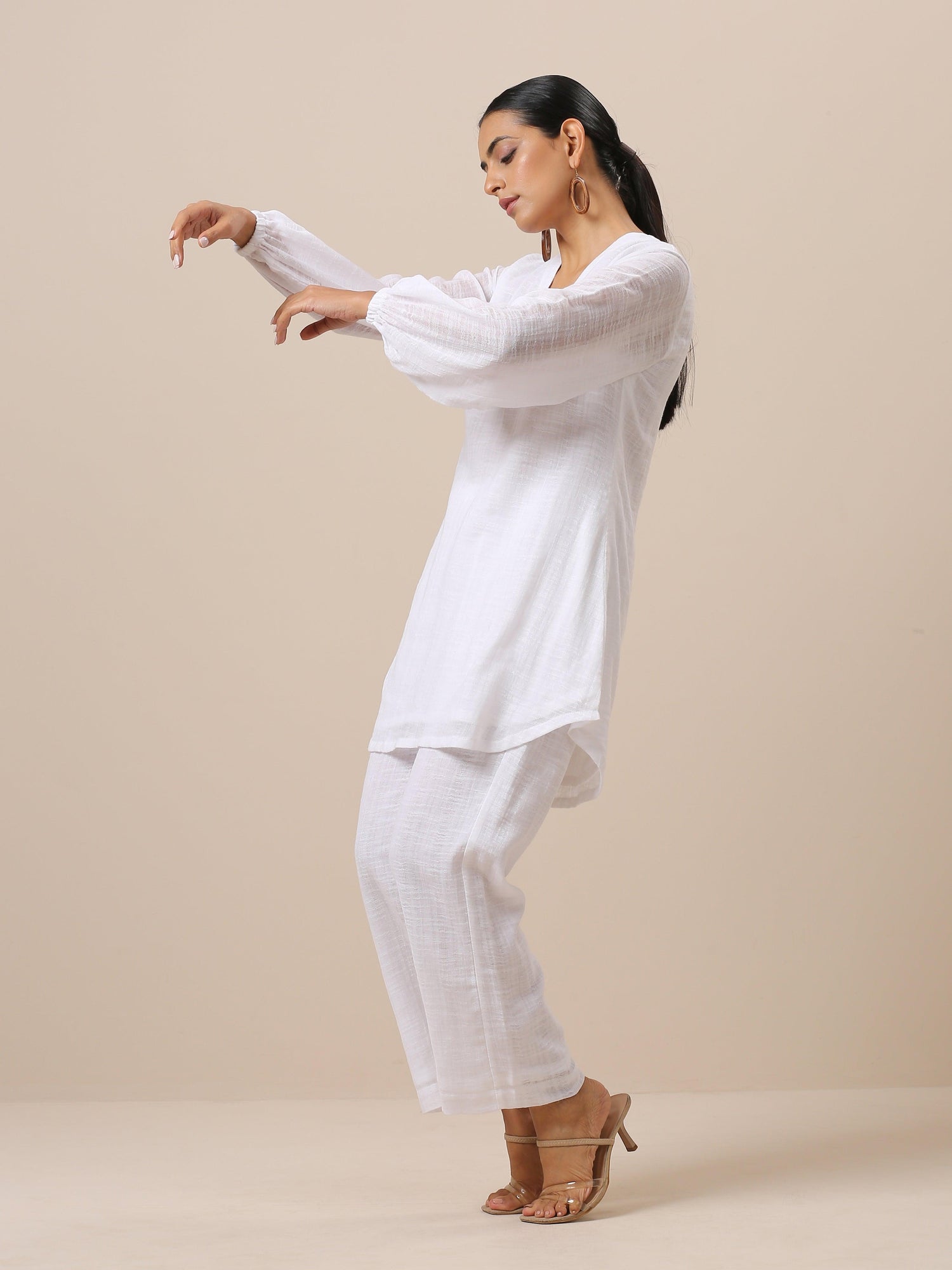 Gauze White Short Co-Ord Set - trueBrowns