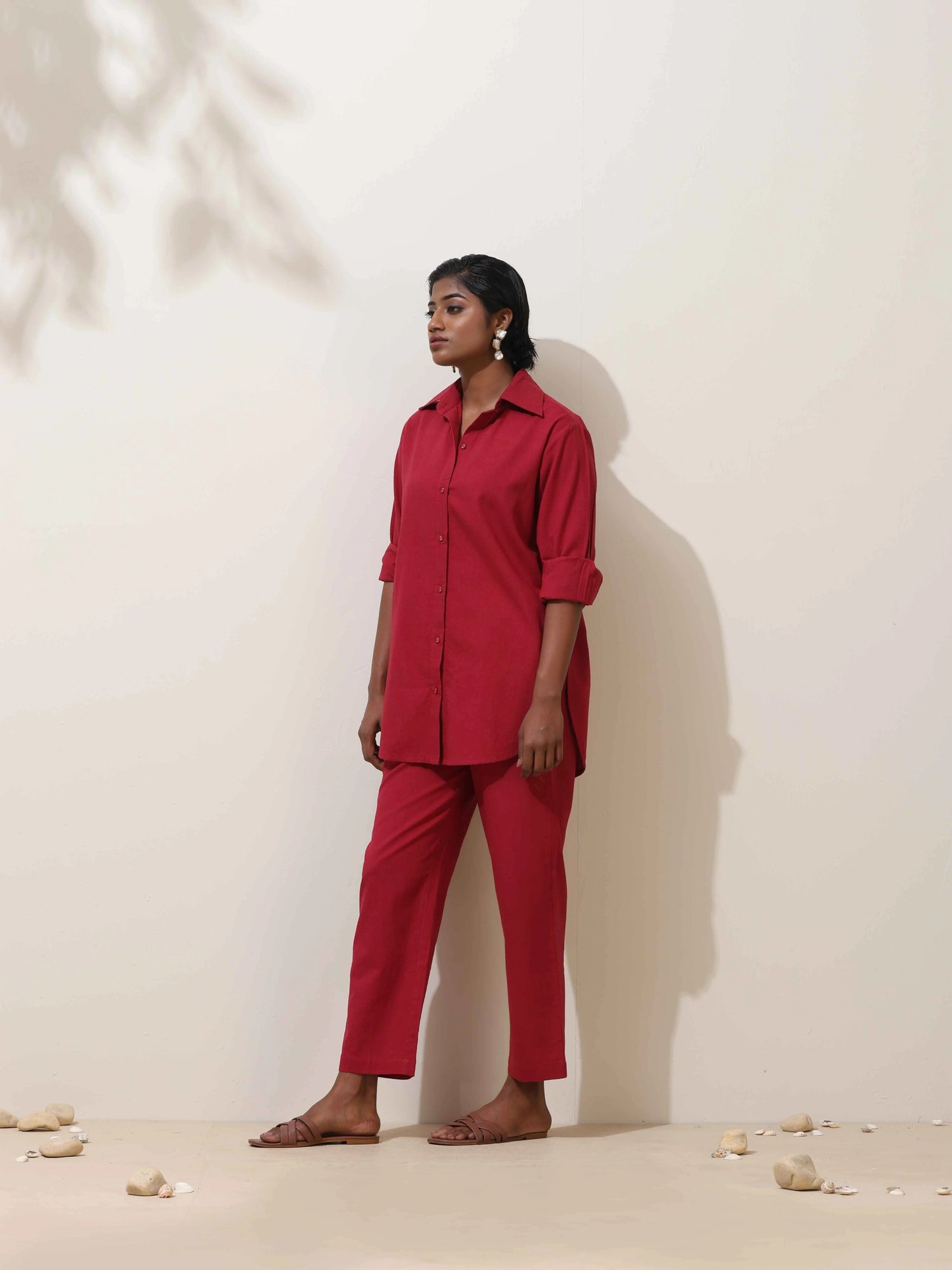 trueBrowns Maroon Cotton Co-Ord Set