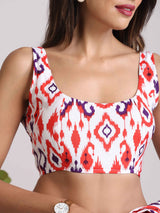 trueBrowns Carrot Muslin Ikat Sleeveless Blouse