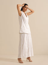 White Pineapple Sleeveless Jacket Pant Set